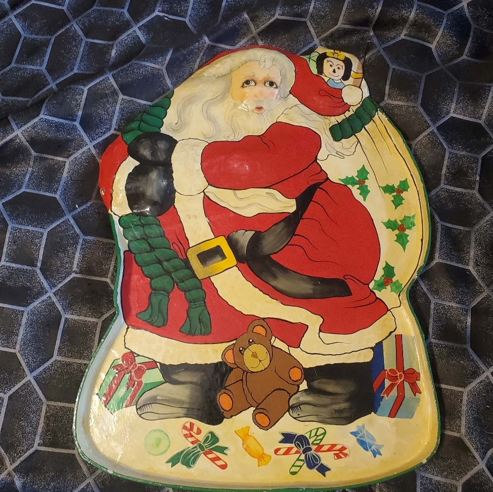 Vintage Santa wall hanging ( has some damage )possibly paper  mache